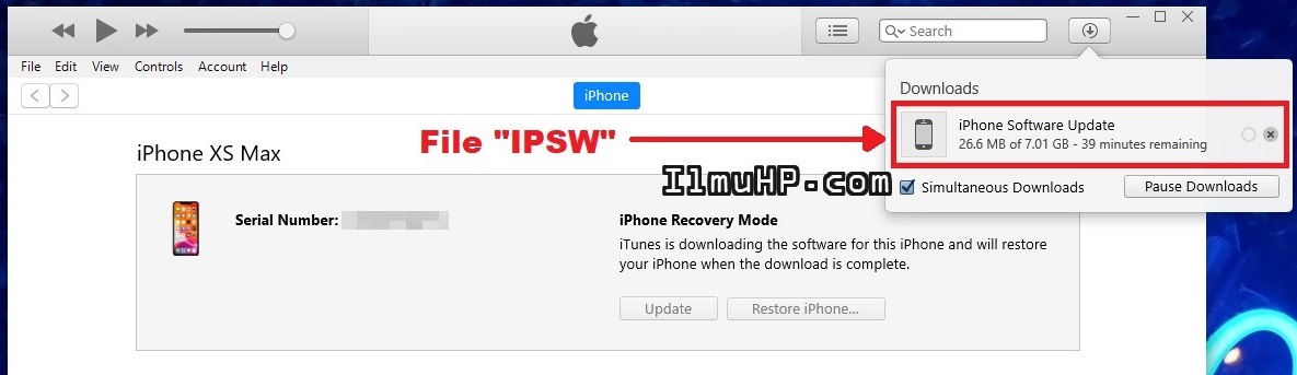 iTunes download update iOS (IPSW)